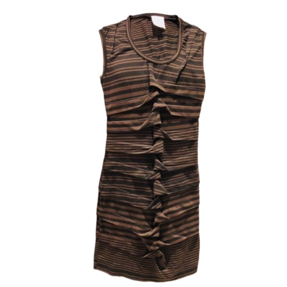 Nicole Miller Gathered Striped Sheath Dress - Picture 1 of 5